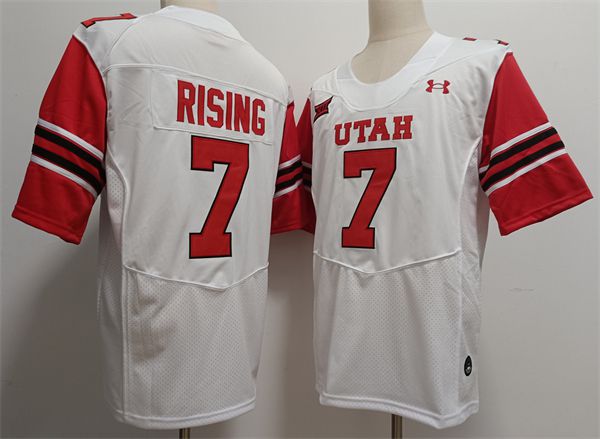Men Utah Utes #7 Rising White 2025 NCAA Jersey